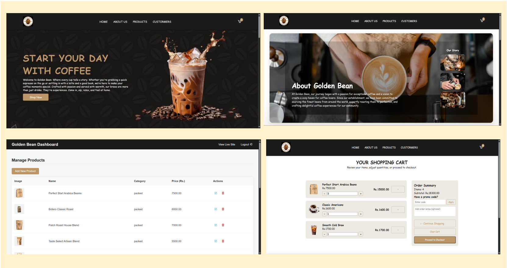 Golden Bean Coffee Shop Website
